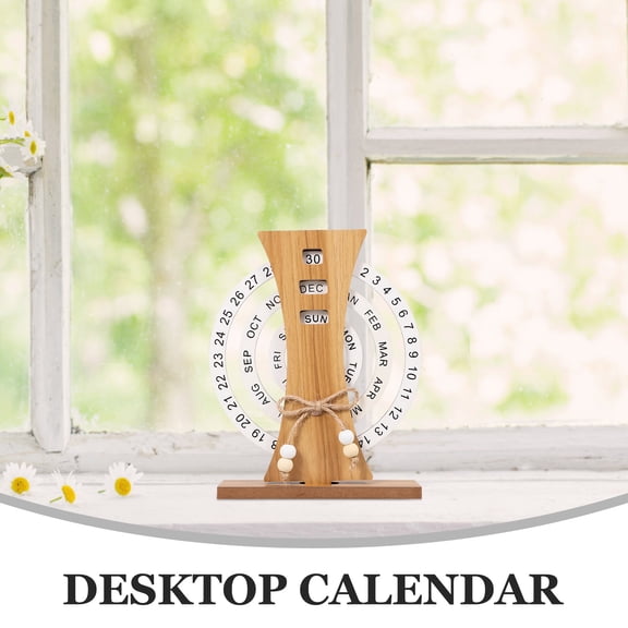 FELTECHELECTR Assorted Color Wooden Table Calendar with Daily Use Disc for Office Supply