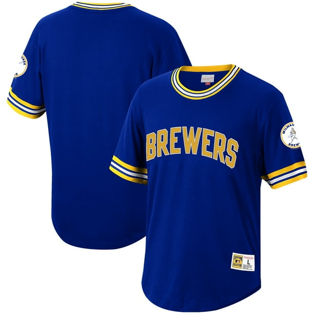 Men S Mitchell Ness Royal Milwaukee Brewers Cooperstown Collection Wild Pitch Jersey T Shirt Walmart Com