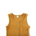thumbnail image 2 of Gupgi Baby Summer Romper, Solid Color Sleeveless Button Closure Ribbed Jumpsuit, 2 of 9