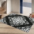 thumbnail image 1 of White Black Large Area Rugs, Boho Flower Runner Rugs, Non-Slip Floor Throw Mat, Rectangle Carpet for Living Room, Bedroom, Hallway Front Entrance, Kitchen, Dining, 6' x 8', 1 of 7