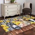 thumbnail image 3 of Farm Area Rugs 4x6 ft Vintage Farmhouse Donkey Pig Cow Sunflower Leaf Wood Fence Black Plaid Washable Rug Non Slip Indoor Carpet Absorbent Floor Mat for Living Room Bedroom Dining Room, 3 of 9