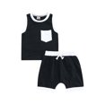 thumbnail image 1 of Franhais Baby Infant Two Piece Set, Sleeveless Contrast Color Vest Tops Elastic Waist Drawstring Shorts, 1 of 7