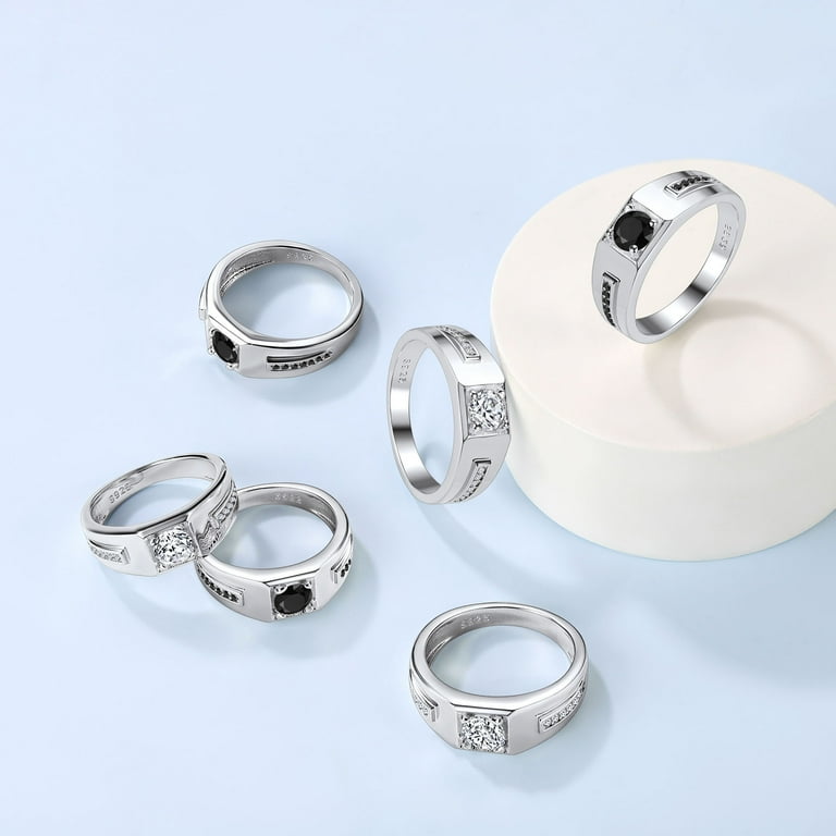 Suplight Men's Wedding Band Engagement Rings, 925 Sterling Silver