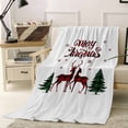 thumbnail image 2 of Christmas Red Throw Flannel Blanket 32x48In Plaid Elk Tree Christmas Reindeer Super Soft Cozy Bed Blanket, Lightweight Plush Fuzzy Bed Throw for Bedroom Sofa Couch Living Room, 2 of 4
