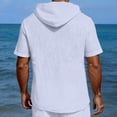 thumbnail image 7 of Hearthz Men’s Linen Blend Hooded Henley Shirts Drawstring Button Men's Shirts Short Sleeve Summer Beach Men's T-Shirts, 7 of 7