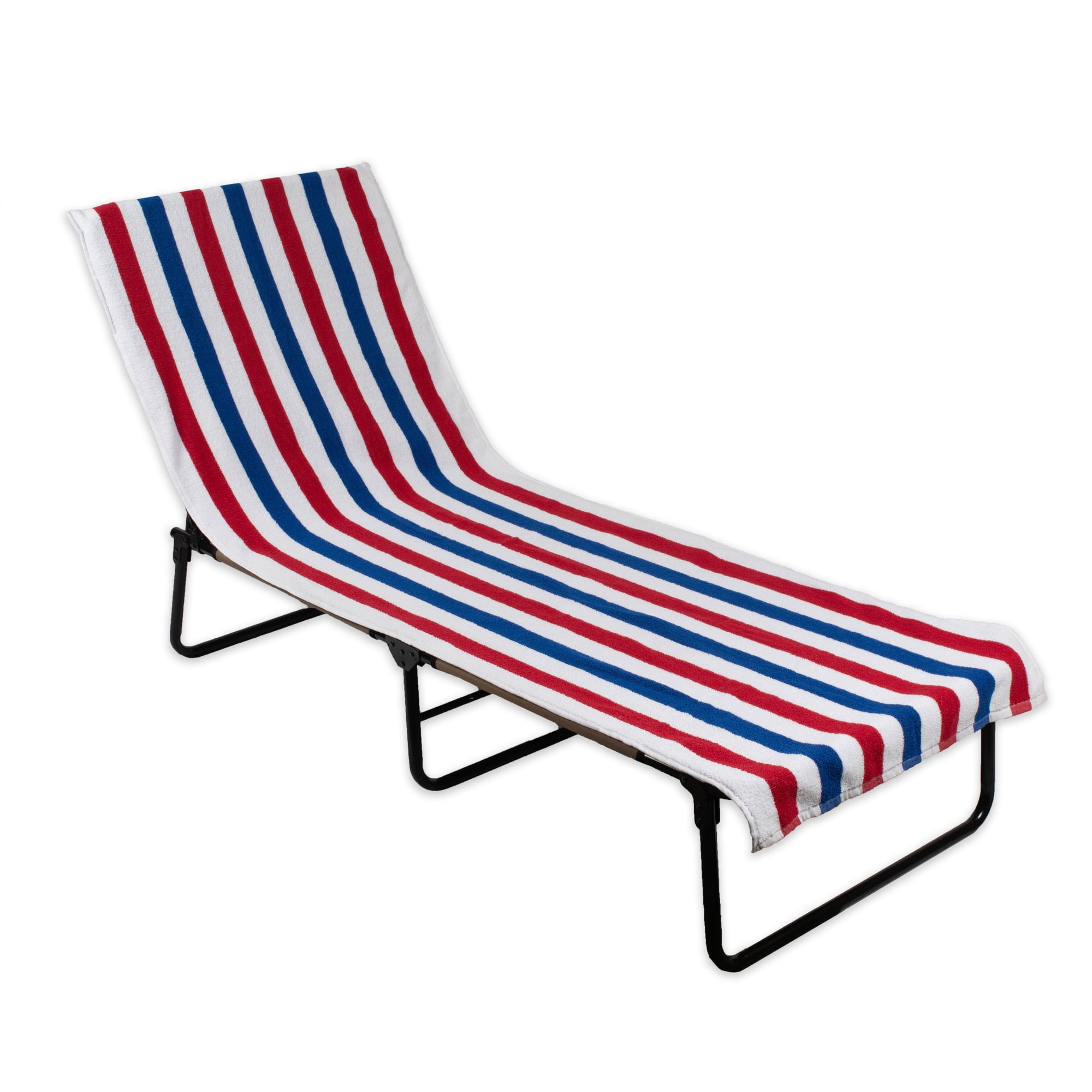 Red, White & Blue Stripe Lounge Chair Beach Towel With Top Pocket, 26 ...