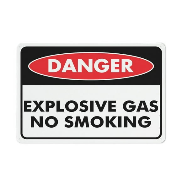 Danger Explosive Gas No Smoking Sign 12 X 8 Inch Metal Sign, Rustproof Aluminum, Multicolor
