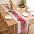 thumbnail image 3 of Red Roses Valentine's Day Table Runner - 60 Inch Long, Kitchen Dining Table Runner Dresser Scarves, Eucalyptus Leaves Romantic Farmhouse Decor for Coffee Tables Wedding Party Banquet, 3 of 8