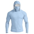 thumbnail image 2 of Men's Full Face Coverage Sun Shirt with Built-in Mask and Thumbholes Featuring Raglan Sleeves for Summer Fishing Hiking Cycling Running Beach Trips Light Blue XXXL, 2 of 9