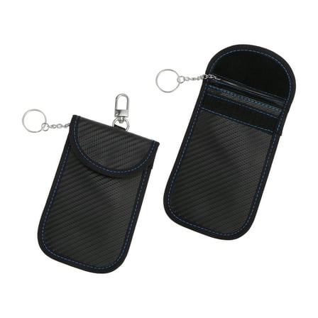 Unique Bargains 2Pcs,Faraday Pouch, RFID Signal Blocking Bags Carbon Fiber Black with Hook
