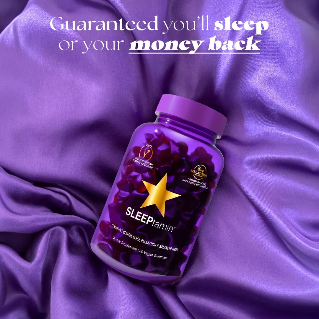 HAIRtamin SLEEPtamin – Melatonin Sleep Aid Gummies for Occasional Sleeplessness, Vegan, 60 Count