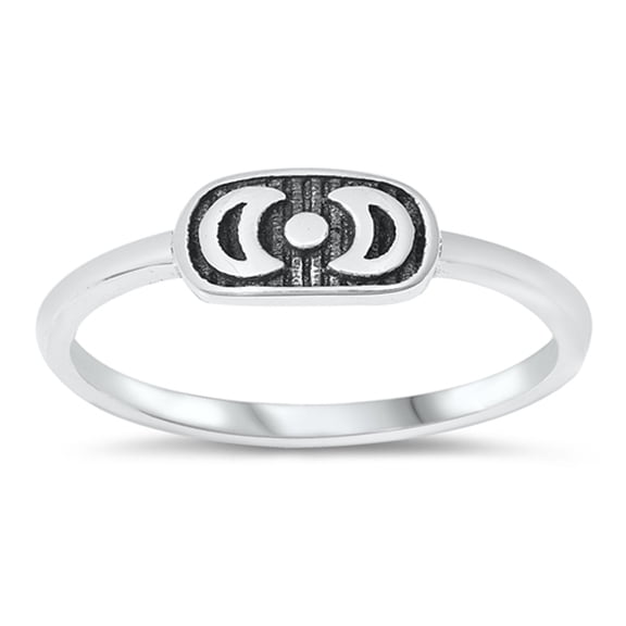 Unique Double Crescent Moon Ring .925 Sterling Silver Band Jewelry Female Male Unisex Size 7