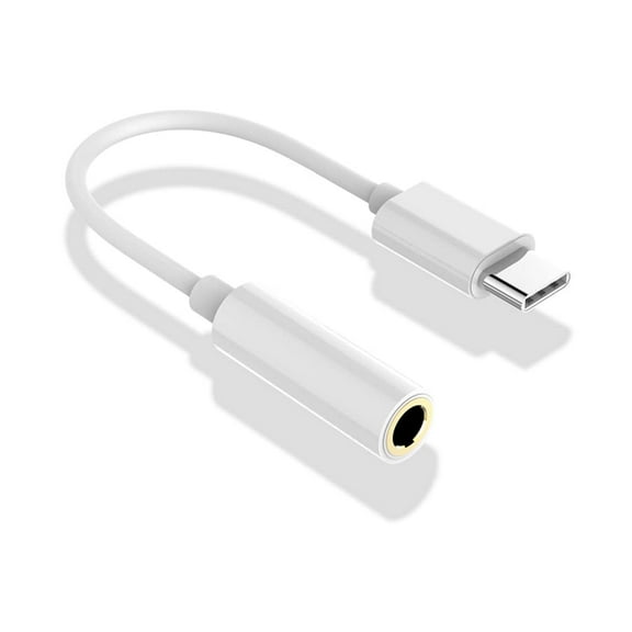 USB C to 3.5 mm Audio Adapter, Male to Female 3.5 mm Headphone Jack Adaptor Nylon Cable, USB Type C to 3.5 mm Aux Digital Audio Dongle Converter (White)