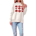 thumbnail image 2 of Sedceaty Women Fashion Valentine's Day Sweater Heart Lips Print Round Neck Long Sleeve Knitted Tops Autumn Winter Casual Pullovers, 2 of 7