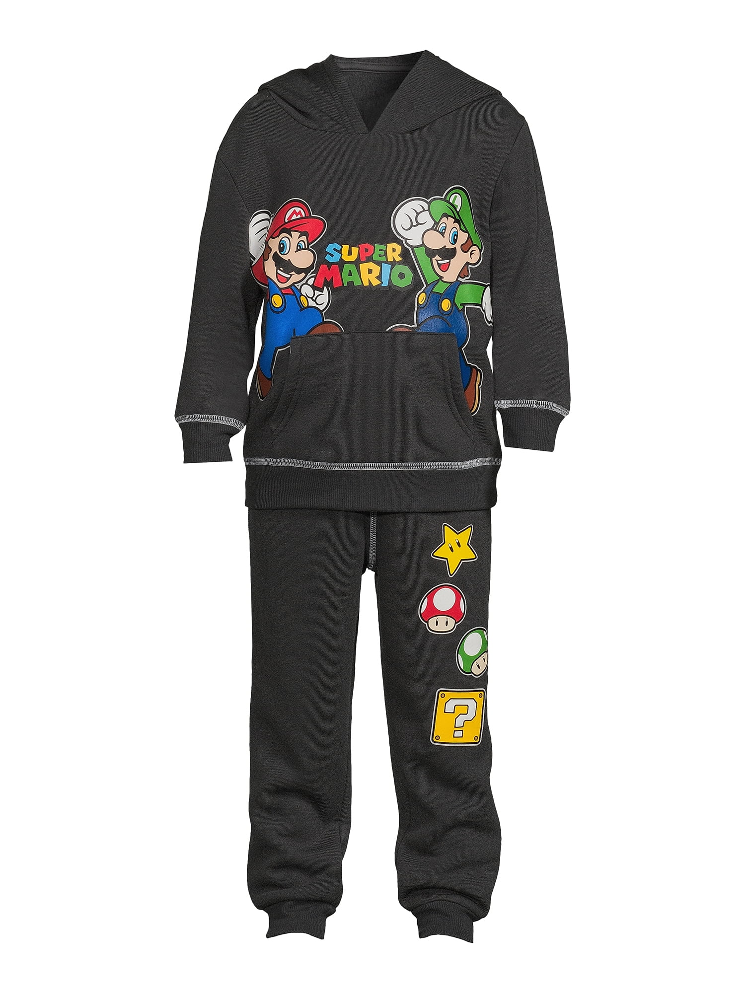 Super Mario Brothers Toddler Boys Jogger Set with Hood Outfit Set, 2 Piece, Sizes 12 Months to 5T