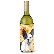 Carolines Treasures BB9512LITERK Black White French Bulldog Fall Wine Bottle Beverge Insulator Hugger  Wine Bottle