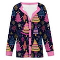 thumbnail image 4 of Oversized Cardigans Women Christmas Color Block Tree Print Button Up Knitted Sweater Long Sleeve Fall Fashion Holiday 2025 Clothing, 4 of 5
