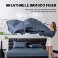 thumbnail image 3 of Lidoloka Luxury Bamboo Bed Sheets Set King 4 Pcs for Adult,Soft&Cool,16" Deep Pocket,Slate Blue, 3 of 7