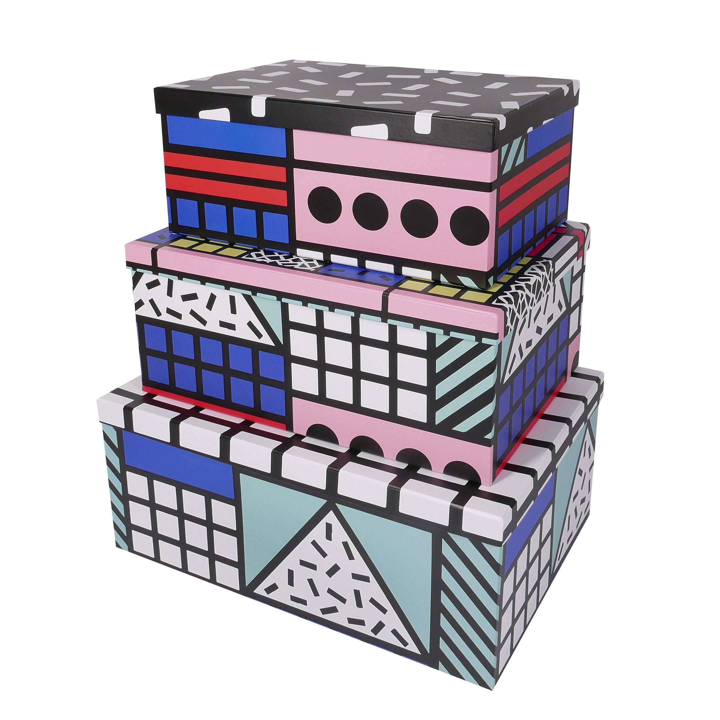 SLPR Decorative Storage Cardboard Boxes with Lids (Set of 3, Artistic