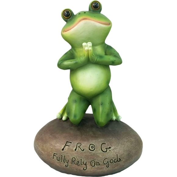 Dwk Estatua de jardín al aire libre de rana rezando | Novedades religiosas Estatuas de ranas al aire libre | Meditación de jardín y decoración de ranas de jardín | Figuras inspiradoras - 6.5""