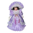 thumbnail image 4 of Muñeca de porcelana Dressup con cara maquillada esmaltada de 40 cm. Hermosa muñeca de cerámica con vestido. Púrpura, 4 of 9