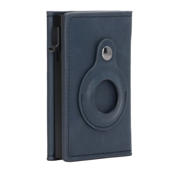 ZOUSSIQI PU Leather Card Holder Anti Theft Swiping Anti Lost Card Case Wallet for IOS Locator Tracking Device Blue JU316-96234