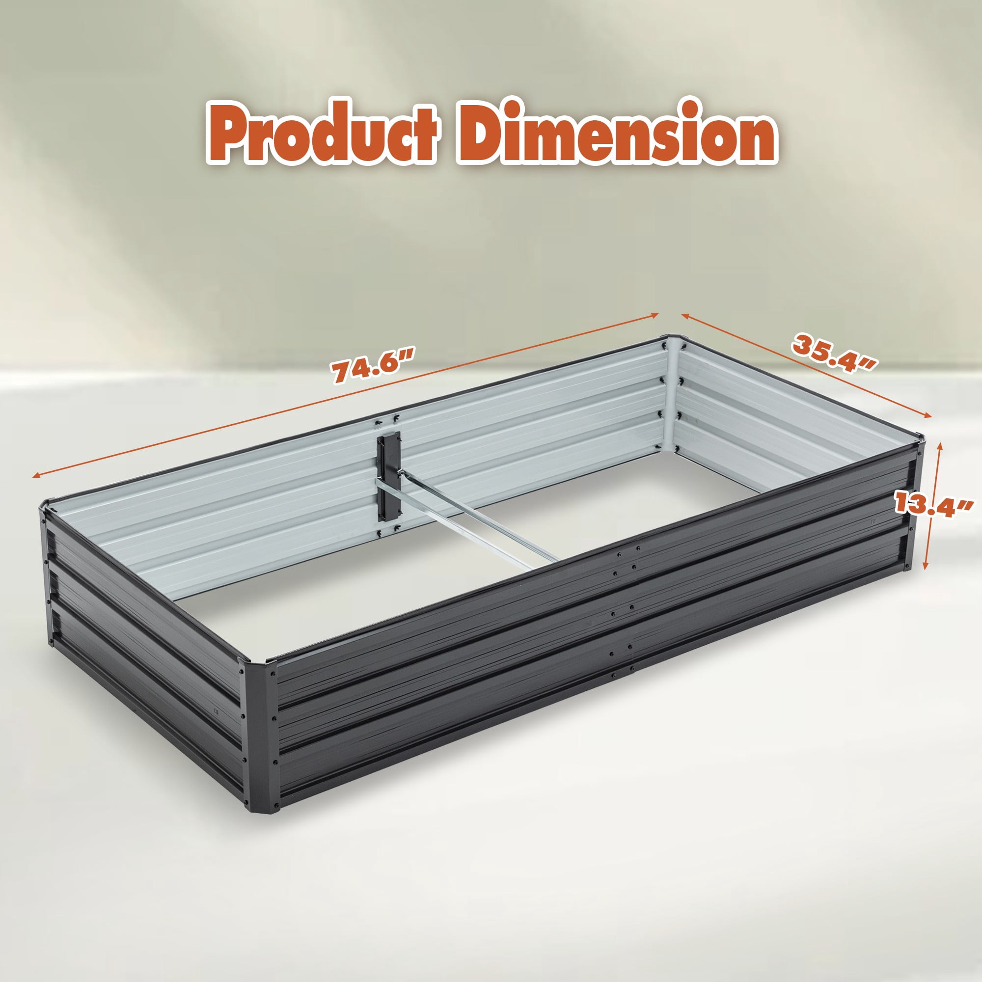 Aukfa Galvanized Raised Garden Bed Outdoor, Metal Planter Box for Vegetables/Flowers/Herbs, 6x3x1FT, Black