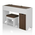 thumbnail image 2 of Furniture of America Caron Wood 2pc Flip-Top Vanity Table Set in White & Walnut, 2 of 10