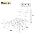 thumbnail image 2 of Metal Bed Frame Queen Size with LED Lights, Modern Platform Bed with Charging Station, White, 2 of 12