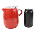 thumbnail image 4 of Glossy Red Contemporary Ceramic Stackable Teapot Set Single Tea Pot With Mug, 4 of 4