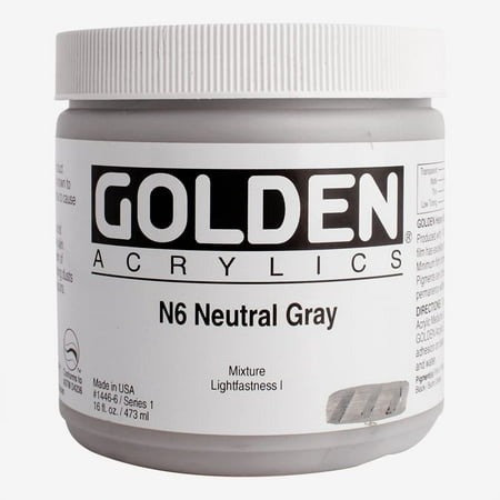 UPC: 0738797144668 | Golden – Heavy Body Acrylic – Pint Jar – Neutral Gray 6