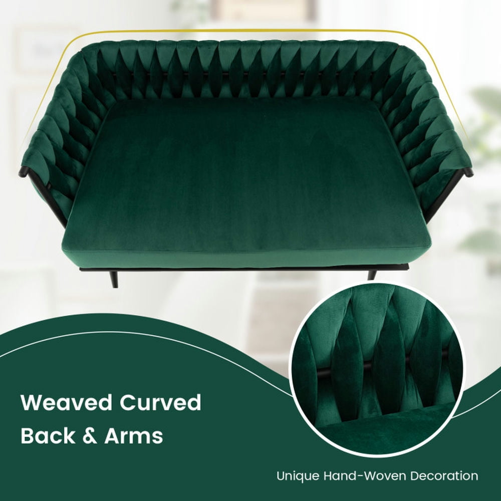 Finihen Loveseat Sofa, Velvet Sofa Couch, Modern Loveseat Sofa Upholstered Dutch Velvet Sofa Couch, for Living Room, Bedroom, Green Finihen Loveseat Sofa, Velvet Sofa Couch, Modern Loveseat Sofa Upholstered Dutch Velvet Sofa Couch, for Living Room, Bedroom, Green