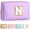 Purple, variant on Preppy Bag, Monogrammed Makeup Bags with Zipper, Cute Makeup Pouch, Initial Birthday Gifts Bag for Daughter Friends Sister, Preppy Things for Girls (Purple h)