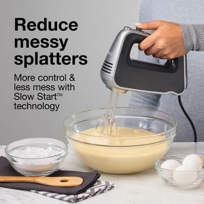Hand Mixer 5 Speeds plus Boost : Handheld Mixer, Dishwasher-Safe Parts, 120W, Black, Kitchen Appliance