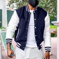 thumbnail image 4 of Lefu Men Classic Thin Fleece Baseball Jacket Fashion University Varsity Splicing Coat, 4 of 9
