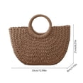 thumbnail image 3 of Handmade Straw Rattan Woven Semicircle Tote Bag, Summer Beach Handbag for Women, Portable Half-Moon Shape Shoulder Bag for Travel Vacation Daily Shopping, B, 3 of 7