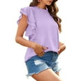 thumbnail image 5 of Ltctricy Blouses for Women Dressy Casual Layered Ruffle Short Sleeve Boat Neck Chiffon Flowy Tops Casual Loose T Shirts, 5 of 6