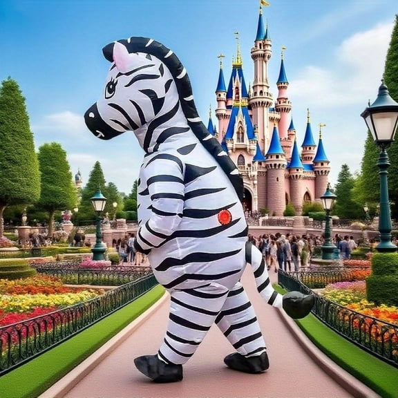 Inflatable Zebra Costume - Cute Safari Animal Outfit For Parties, Halloween & Cosplay,Height 4'11"-6'3",Zebra