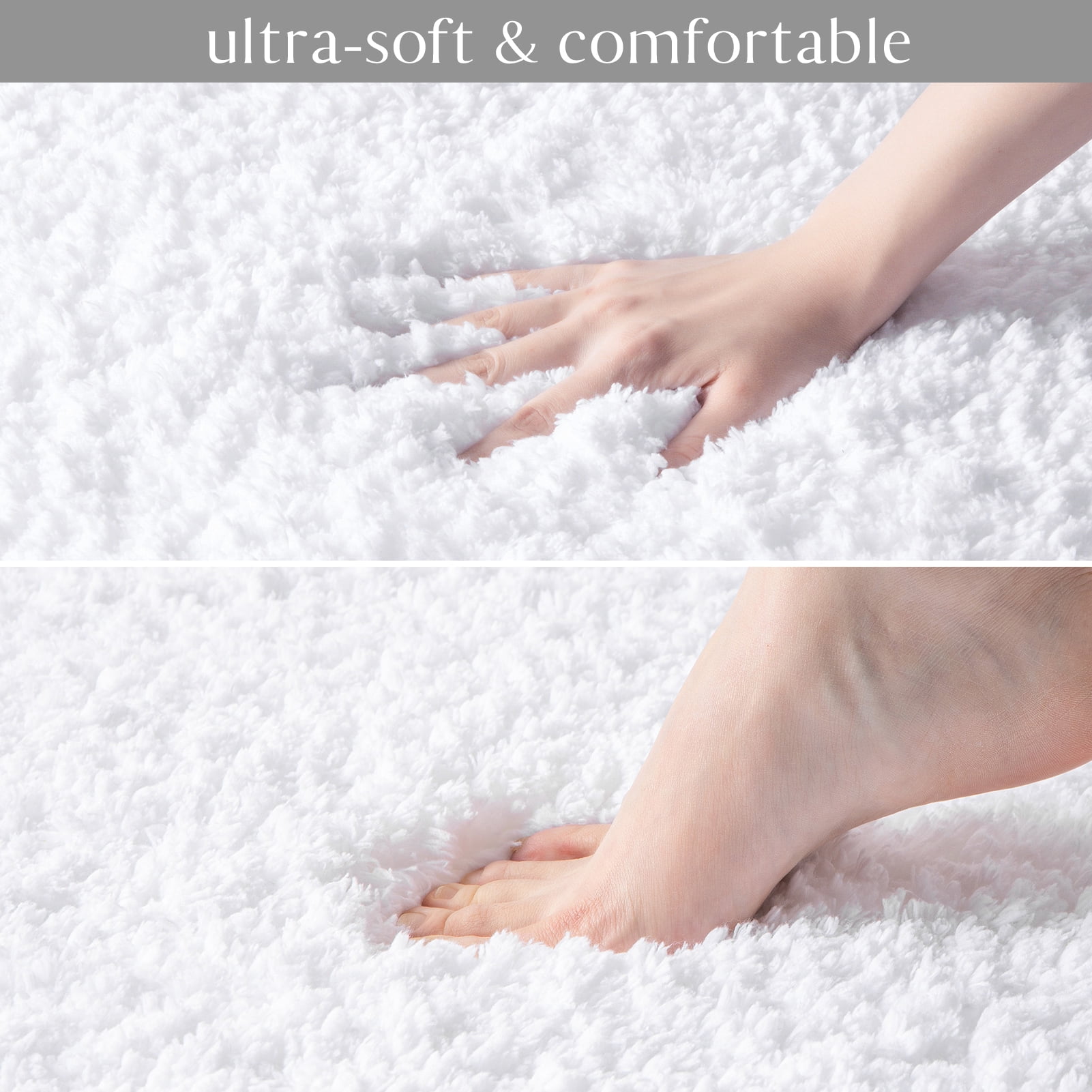 Phantoscope 2pcs Bathroom Rugs Set, Non Slip Quick Drying Ultra Soft Water Absorbent Bath Rug Mat Carpet, 24" x 36" + 24" x 72", Black
