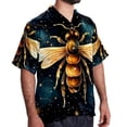 thumbnail image 2 of Starry Bees in the Sky Men's Short Sleeve Spread Collar Tops, Casual Button Down Shirts, Printed Summer Beach Shirts, Unisex, 2 of 6