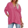 thumbnail image 3 of Femmes Casual Bouton V Sweat à Capuche Pull Oversize avec Poches, 3 of 5