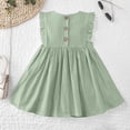 thumbnail image 7 of hengsof Girls' Solid Color Ruffled Sleeve Round Neck Dress Versatile Casual Princess Dress Cute Sleeveless Round Neck Dress for Summer, 7 of 7