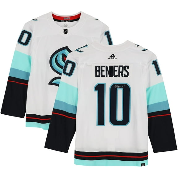 Matty Beniers Seattle Kraken Autographed White Adidas Authentic Jersey - No Patch - Fanatics Authentic Certified
