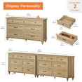 thumbnail image 3 of Set of 2 Dressers with 14 Drawers, Large Dresser TV Stand for Living Room Kids Room, Oak, 3 of 6