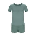 thumbnail image 3 of Jalioing Women's Pajama Set Comfy Loose Short Set Casual Solid Color Short Sleeve Tops Shorts 2 Piece Lounge Outfits, 3 of 6