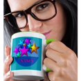 thumbnail image 2 of 3drose, Vibrant Colored Stars on a Blue Background Personalized with the Name Nancy, 11oz Two-tone Green Mug, 2 of 6