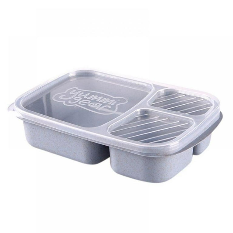 1pc Microwaveable Plastic Double-layer Lunch Box With Utensils