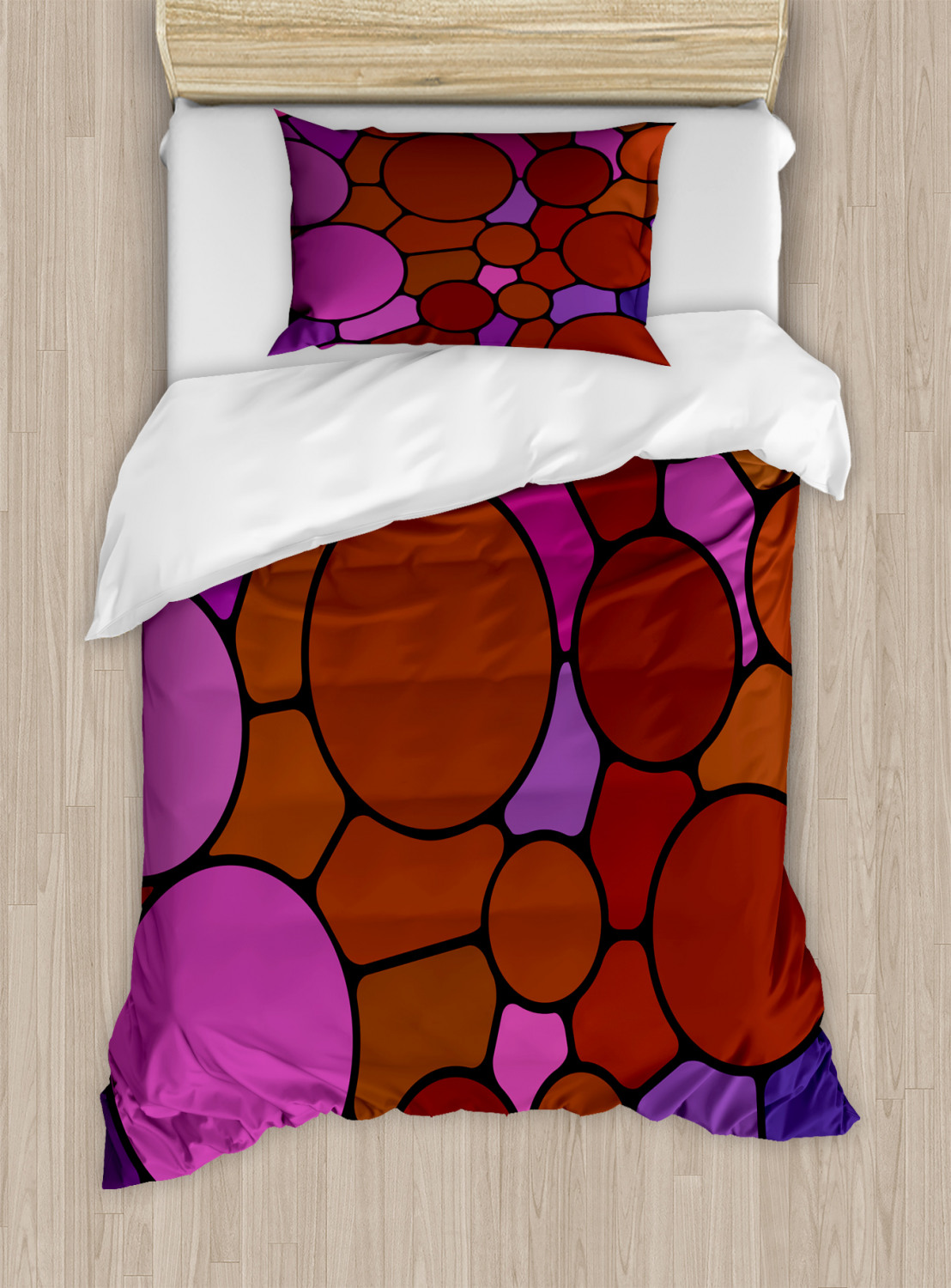 Abstract Duvet Cover Set, Modern Round Blots in Different Sizes and