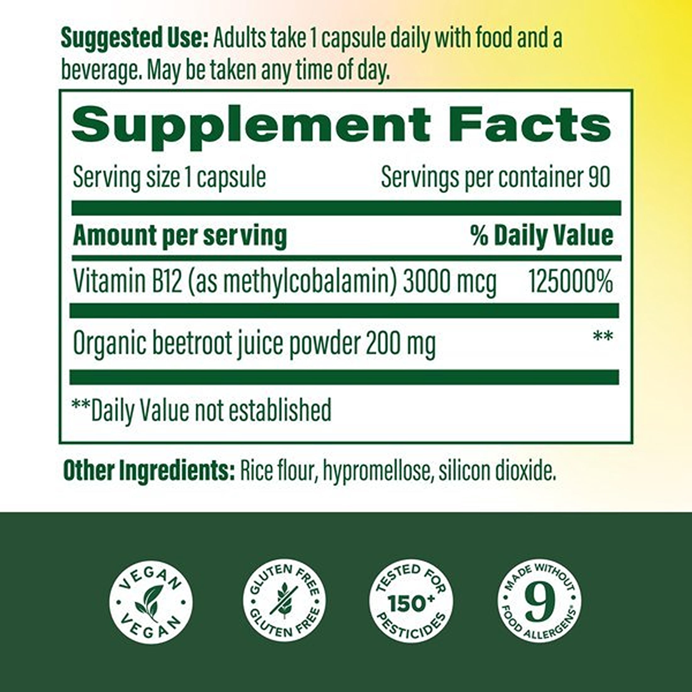 MegaFood Extra Strength Methyl B12 Vitamin - Vegan, Gluten-Free - 90 Capsules, 90 Servings