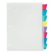 Office Depot Plastic Dividers With Insertable Rounded Tabs, Assorted Colors, 8-Tab, 3585478223